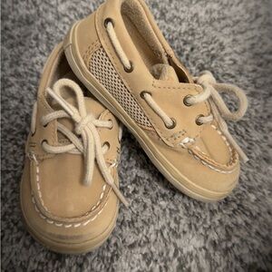 Sperry Kids Beige/Tan Boat Shoes with Lace-Up Detail